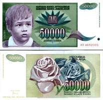 *50 000 Dinárov Juhoslávia 1992, P117 UNC - Kliknutím na obrázok zatvorte -